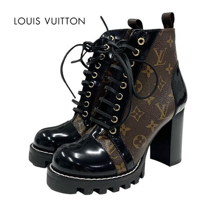 Louis Vuitton Star Trail Monogram Boots Short Ankle Lace Up Leather