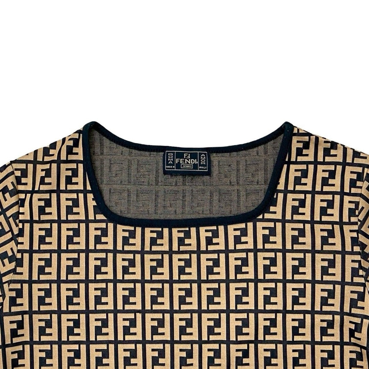 Fendi Zucca Pattern Polyester Spandex Short Sleeve Top XS Equivalen — view 2