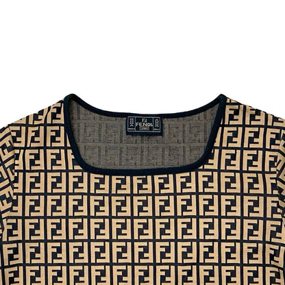 Fendi Zucca Pattern Polyester Spandex Short Sleeve Top XS Equivalen — view 2