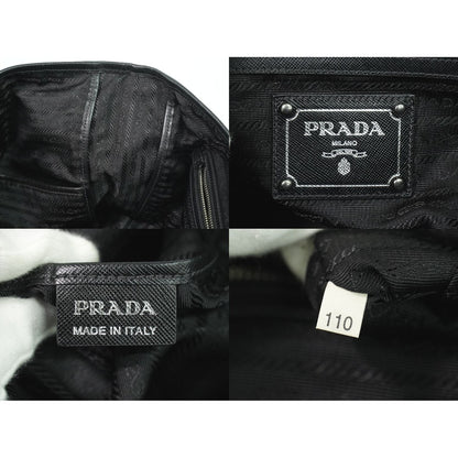 Prada Flower Motif 2-Way Shoulder Bag Tote Nylon Black — view 9