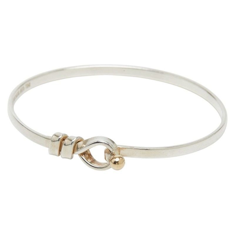 Tiffany & Co Hook Eye Bangle Bracelet Silver 18k Yellow Gold