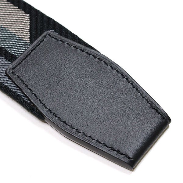 Hermes Double Dring Canvas Belt Black And Gray Silver Hardware Stamped Y (2020)