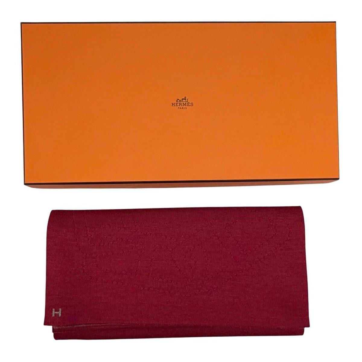 Hermes Allertour Cashmere Silk Chaine D'ancre H Logo Reversible Scarf Gold Gray — view 2