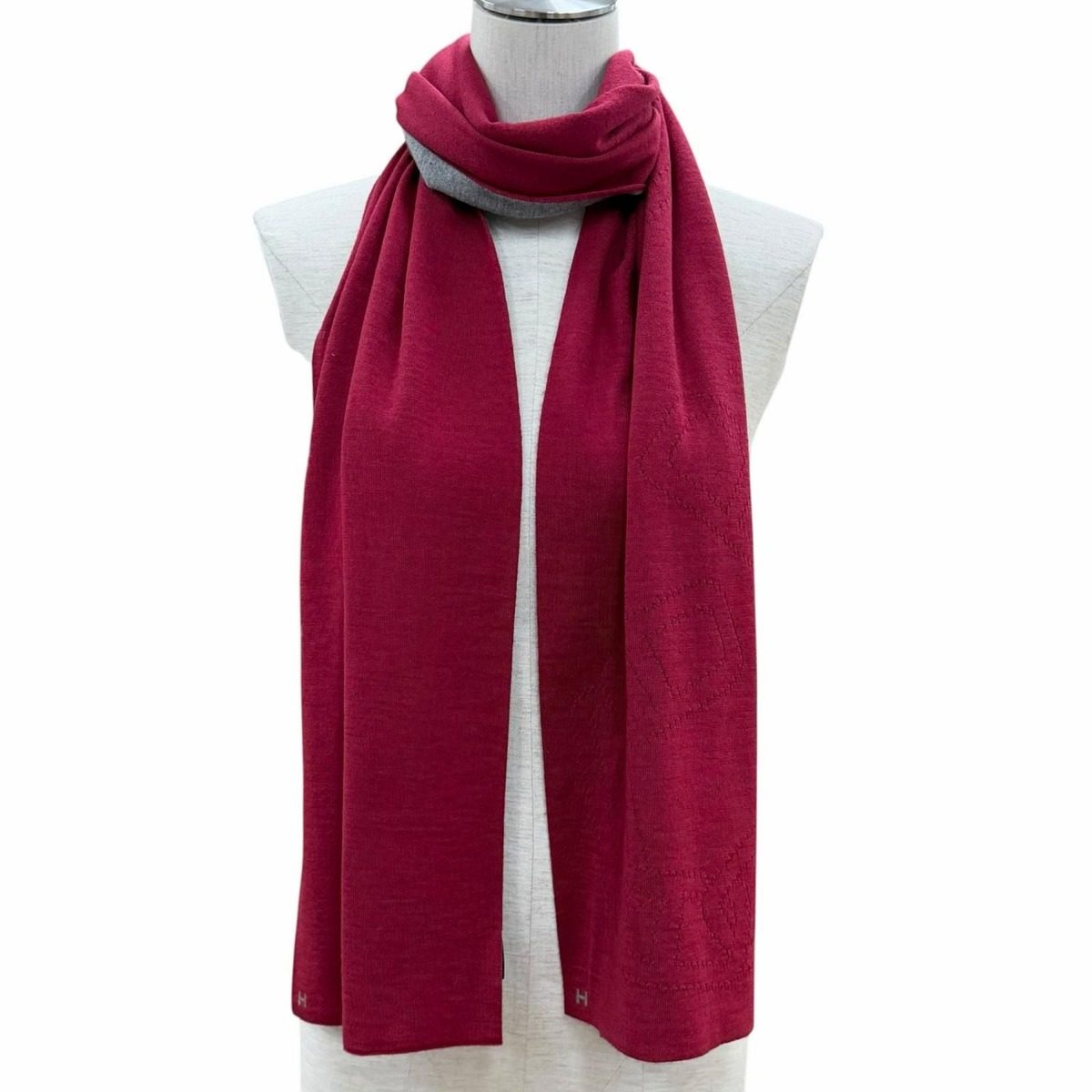 Hermes Allertour Cashmere Silk Chaine D'ancre H Logo Reversible Scarf Gold Gray — view 4