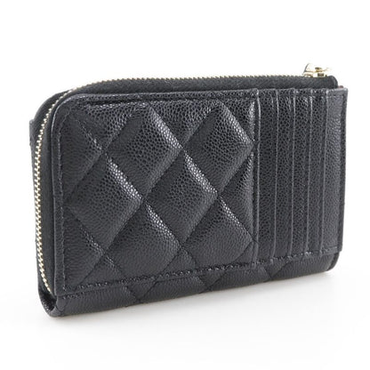 Chanel Matelasse L-shape Zipper Fragment Case Caviar Skin Black Ladies Coin Case