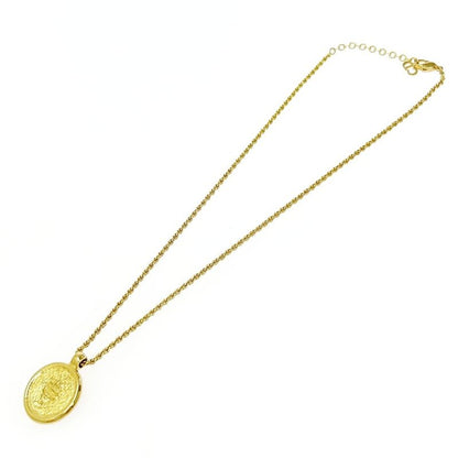 Dior GP Rhinestone Emblem Round Necklace Gold 477635 Necklace