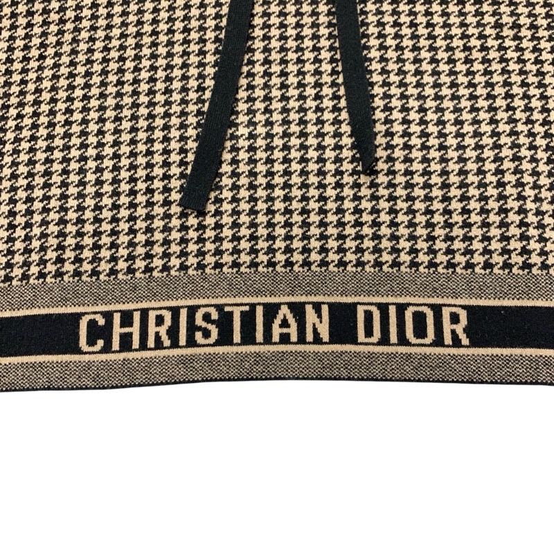 Christian Dior Outerwear Brown Black Knit Poncho Houndstooth