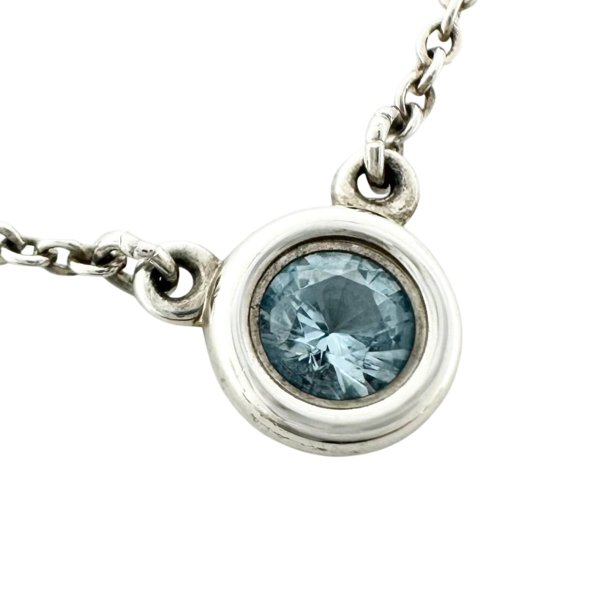 Tiffany & Co Elsa Peretti Color by the Yard Pendant Aquamarine Silver Blue