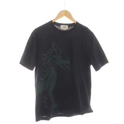 Hermes T-Shirt Short Sleeve Logo L Navy