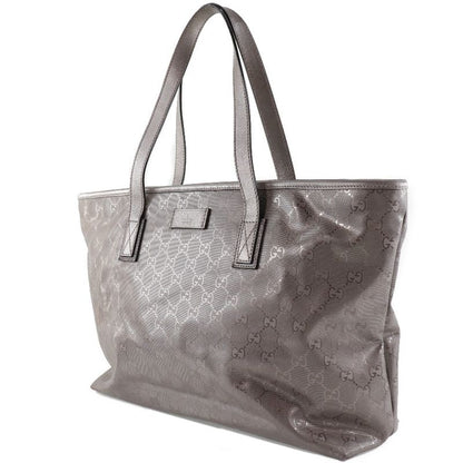 Gucci Tote GG Imprime 211137 PVC Coated Canvas Silver Ladies Tote Bag