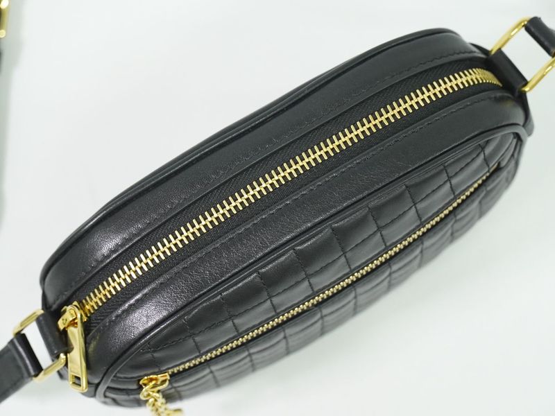 Authentic Celine Ccharm Shoulder Bag Pochette Leather Black Bag Pre-owned