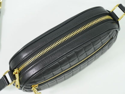 Authentic Celine Ccharm Shoulder Bag Pochette Leather Black Bag Pre-owned