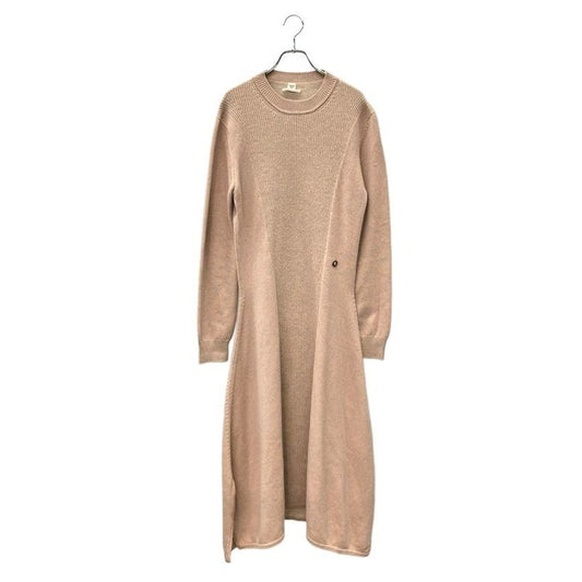 Hermes Long Sleeve Knit Dress 38 Pink Beige