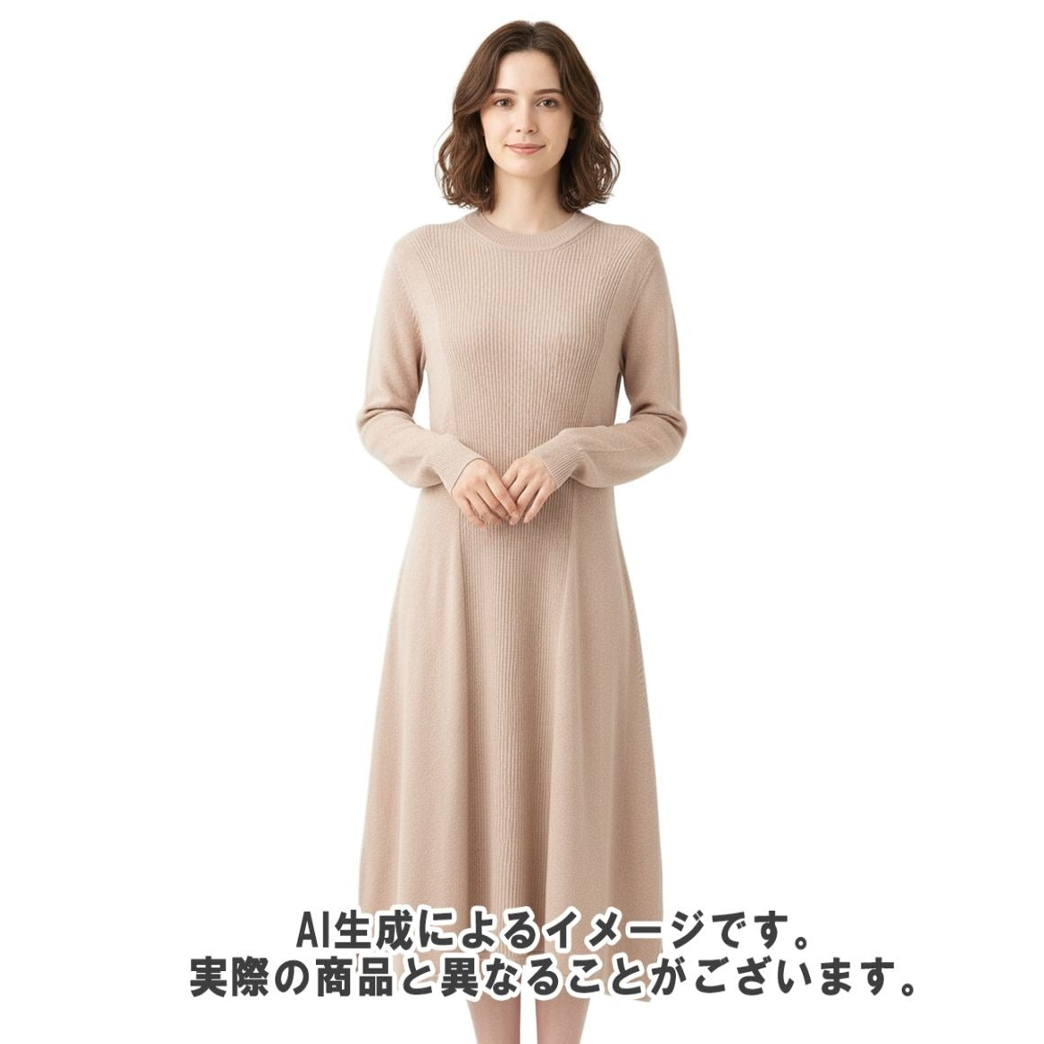 Hermes Long Sleeve Knit Dress 38 Pink Beige — view 10