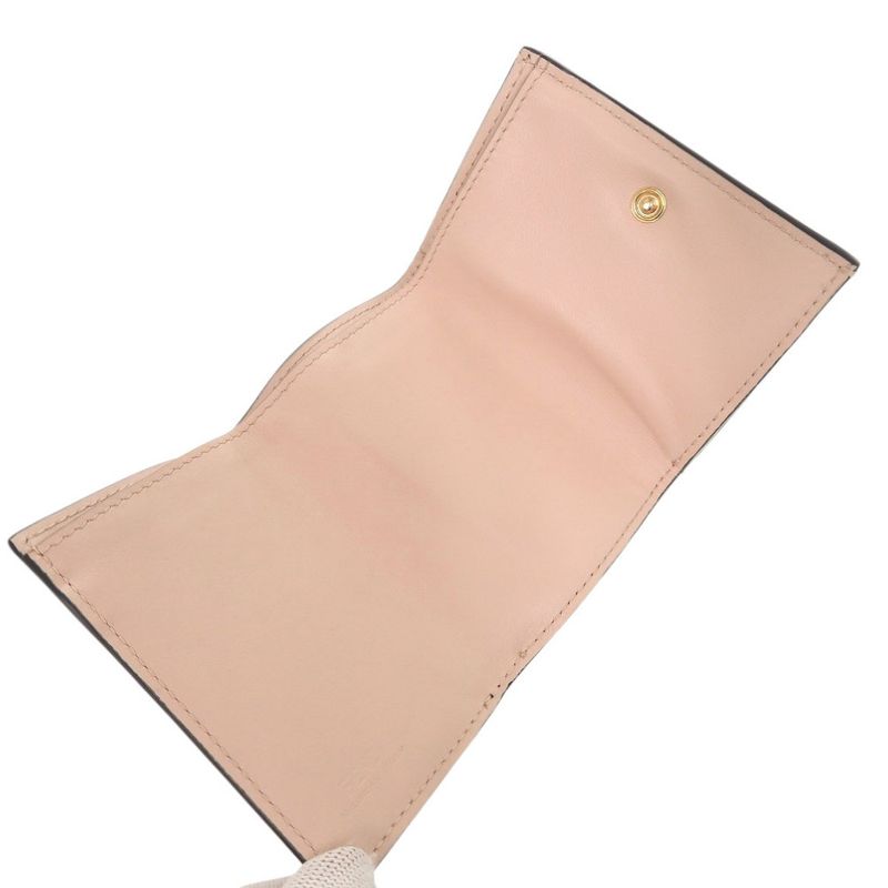 Fendi Roma Micro 8m0395 Leather Pink Trifold Wallet 0377 Fendi