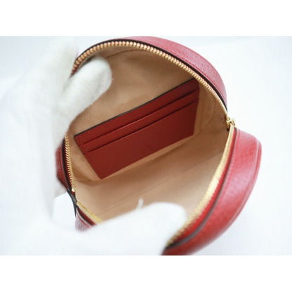 Gucci Mini Circle Backpack Ophidia GG Flora Leather Khaki Red — view 6