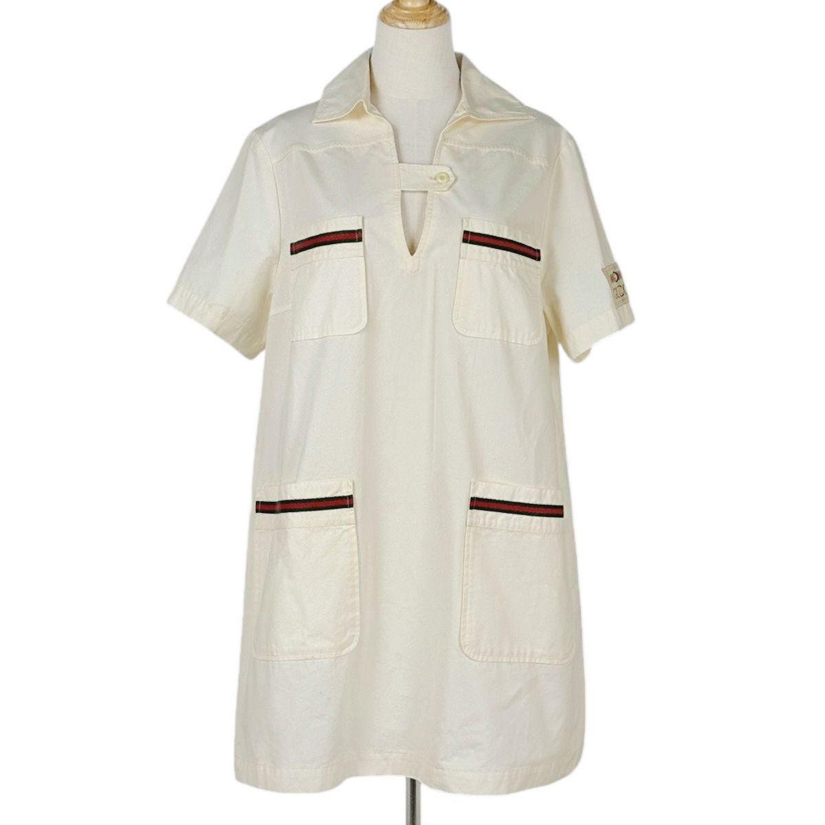 Gucci Logo Dress Web Skirt Cotton Ivory