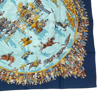 Hermes Carre 90 Cirque Molier Circus Scarf Silk Navy With Box