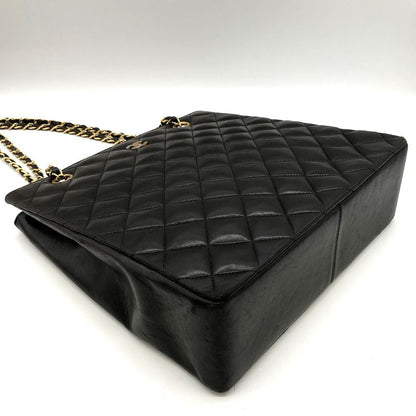 Chanel Matelasse Chain Shoulder Bag Tote Bag Coco Mark Vintage Lambskin Black