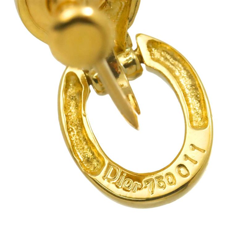 Christian DIOR Akoya Pearl 58mm (023in) Earrings 18K YG Yellow Gold 750 Akoya