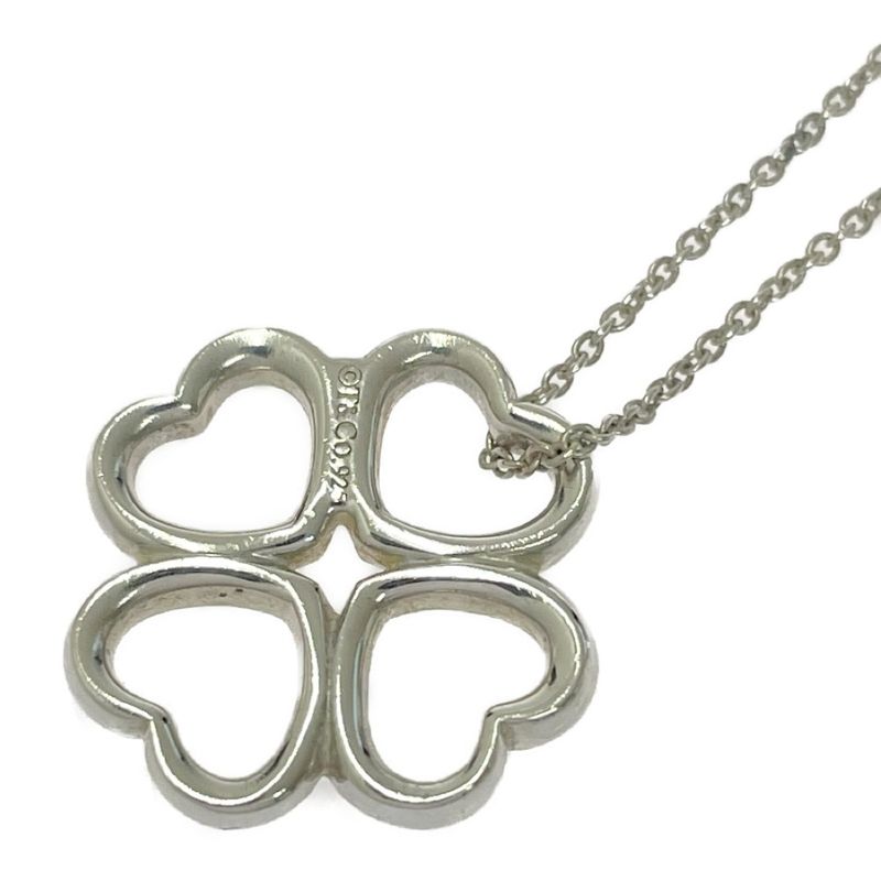 Tiffany & Co Silver Clover Heart Necklace 4.4g 925 Engraved 437566 Necklace
