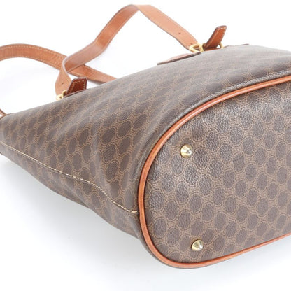 Vintage Celine Macadam Triomphe Leather Tote Bag Shoulder Hand Brown Women's