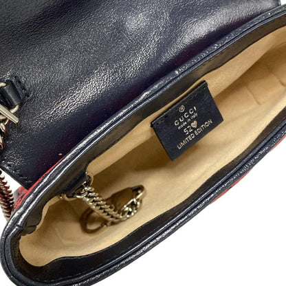 Gucci GG Marmont 661332 Red And Dark Navy Chain Shoulder Mini Bag Limited