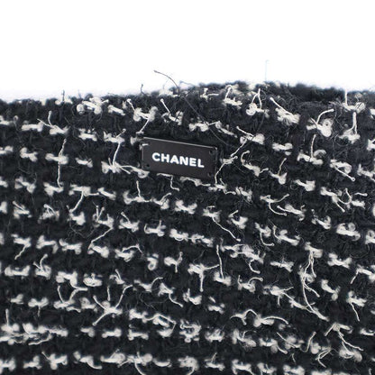 Chanel 2003c Tweed Wool Tight Skirt P20413v11528 Black White 36