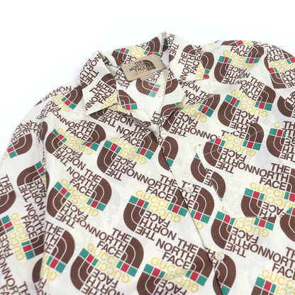 Gucci THE North FACE The North Face 654766 100% Silk Full Logo Open Collar