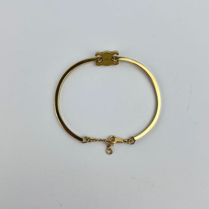 Celine Logo Triomphe Accessory Bracelet Bangle Gold Vintage Women's