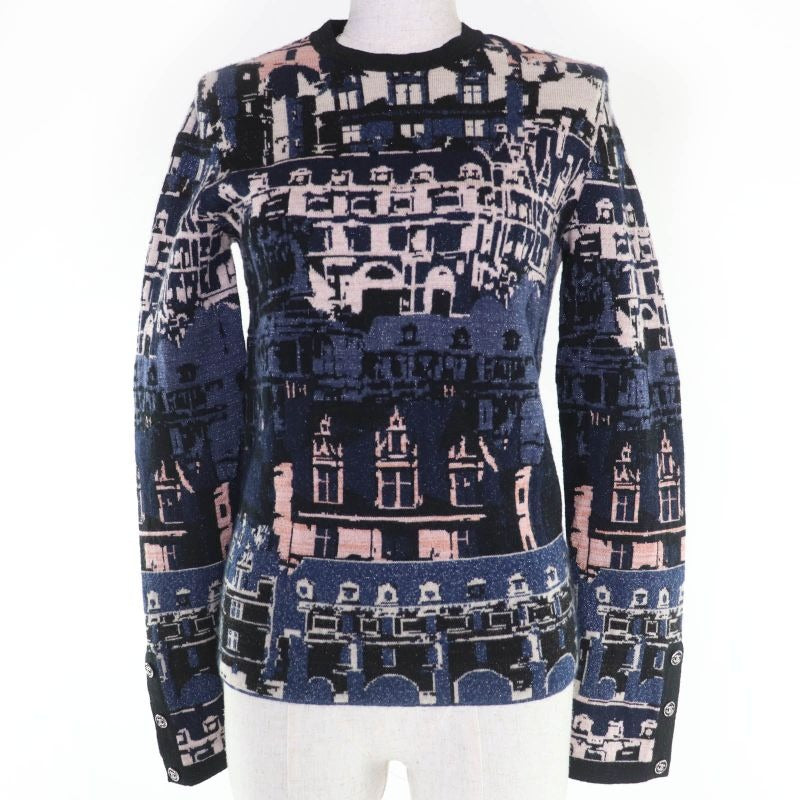 Chanel 21 A Cashmere Coco Button Jacquard Side ZIP Knit Blue Series