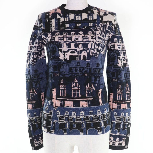Chanel 21 A Cashmere Coco Button Jacquard Side ZIP Knit Blue Series