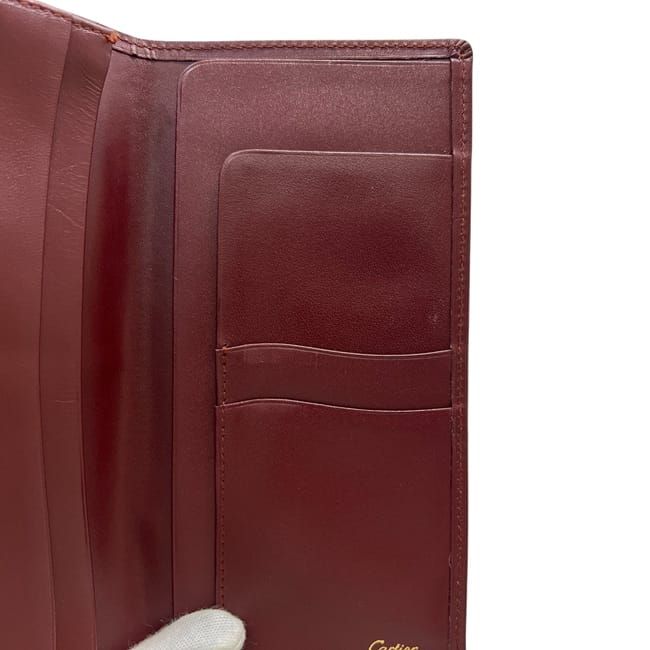 Cartier Bifold Wallet Bordeaux Burgundy Must Wallets Excellent Condition Leather