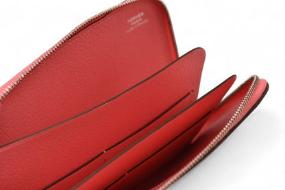 Hermes Wallet Mini Pouch Hermes Remix Combine Duo Engraved A Rose Azalea Orange