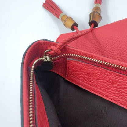 Gucci Bamboo Leather Pin Cles D Tote Bag Gold 365345