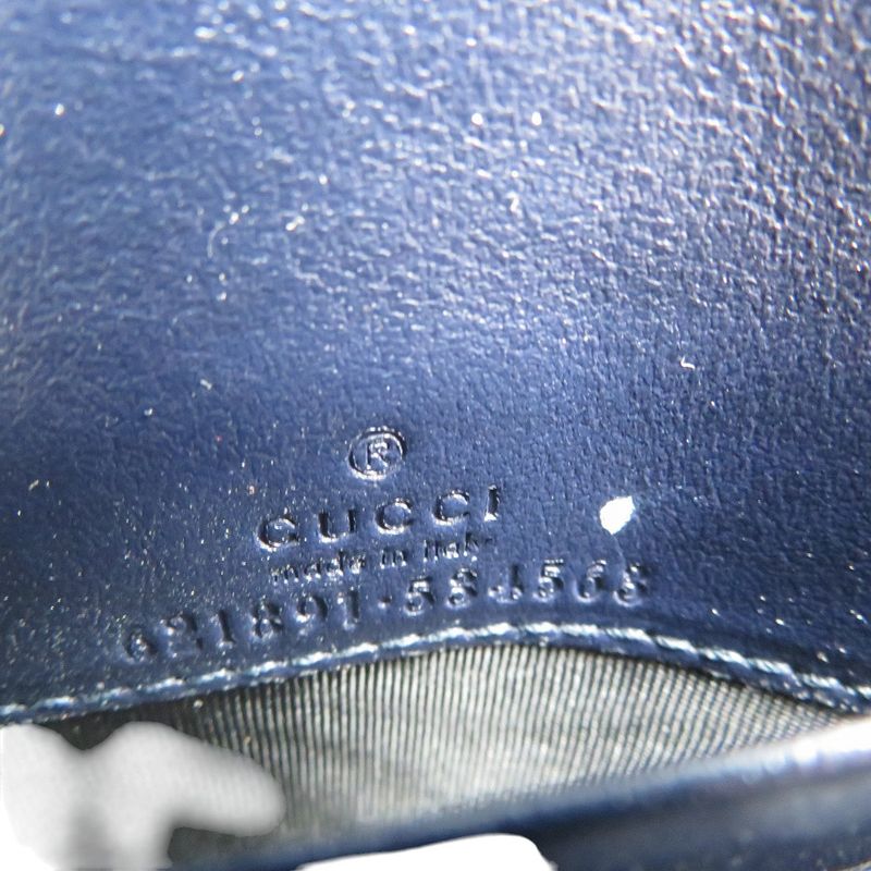 Gucci Horsebit 621891 Canvas Leather Gold Hardware Beige Black Bifold Wallet