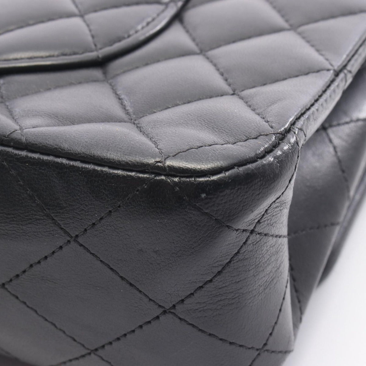 Chanel Shoulder Bag Quilted Double Flap Black Lambskin — view 8