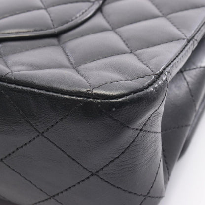 Chanel Shoulder Bag Quilted Double Flap Black Lambskin — view 8