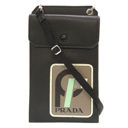 Prada 2 Zh068 Leather Black Mini Strap Shoulder Bag 0119