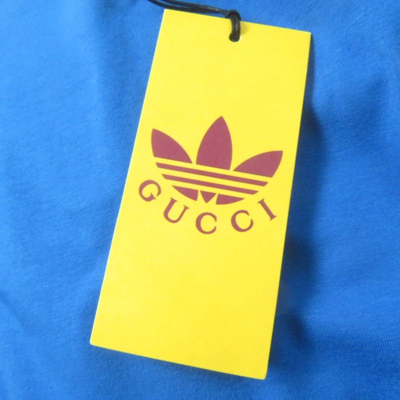 Gucci×adidas 691637 Cotton Trefoil Print Short Sleeve T-shirt Blue S Made In