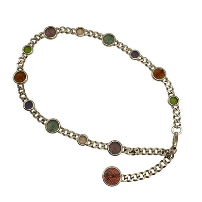 Bulgari Bvlgari Belt Gold Chain Glass Circle Multicolor