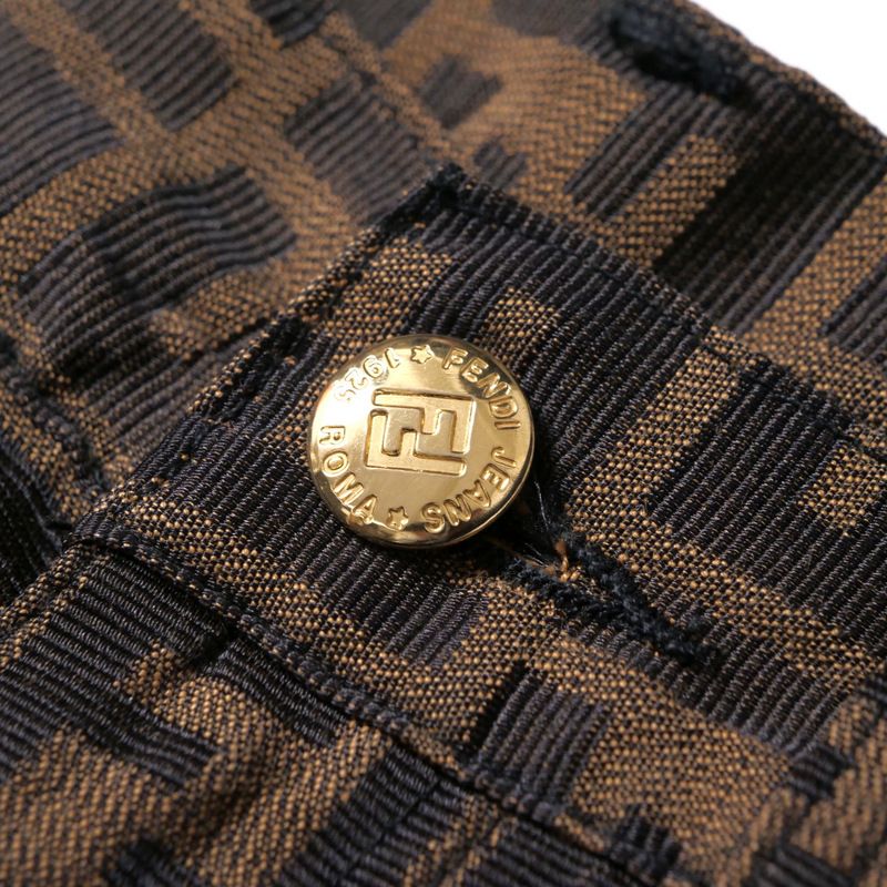 Fendi Vintage Pants Size 29" Tapered Double F FF Zucca Pattern Jacquard Made In