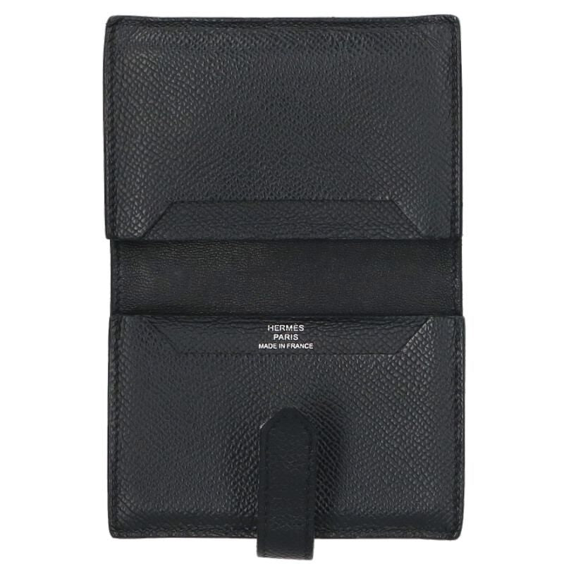 Hermes Bearn Z Engraved Svhardware Leather Card Case Men's