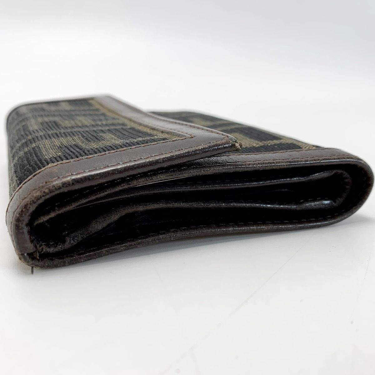 Fendi Zucca Jacquard Canvas Brown Trifold Wallet Men's Women's