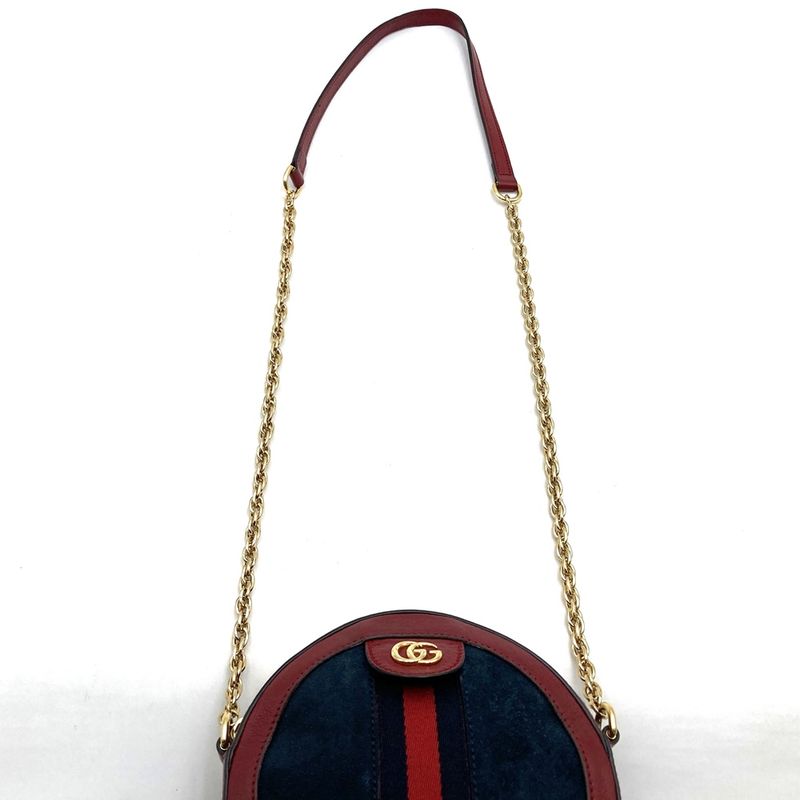 Gucci GG Marmont Sherry Line Mini Round Ophidia 550618 Shoulder Bag Suede/leathe