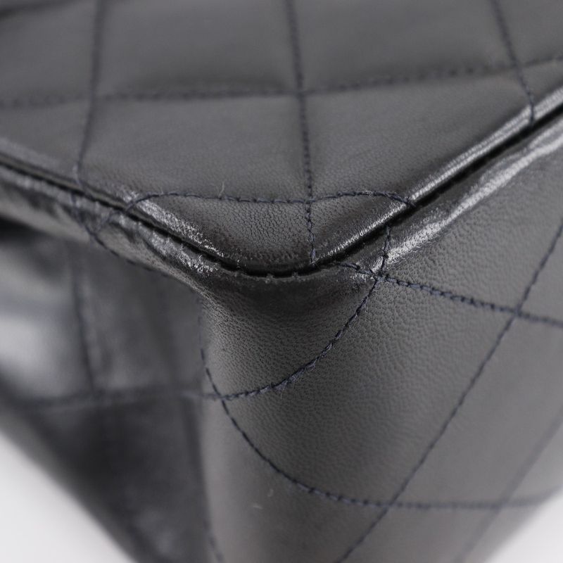 Chanel Chain Shoulder Deka Matelasse 30 Double Chain A04412 Lambskin Black