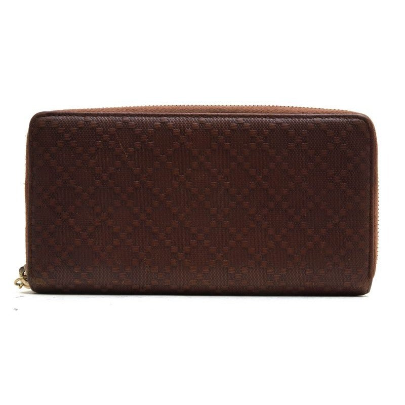 Gucci Long Wallet Men Leather Brown 0416 GG Diamante with Coin Purse