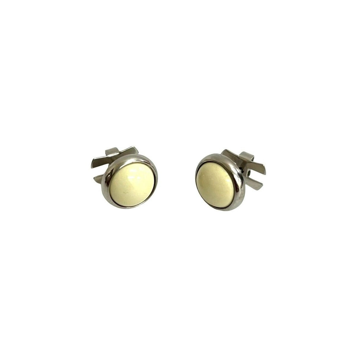 Hermes Eclipse Round Earrings Metal Small Items Silver Ivory — view 3