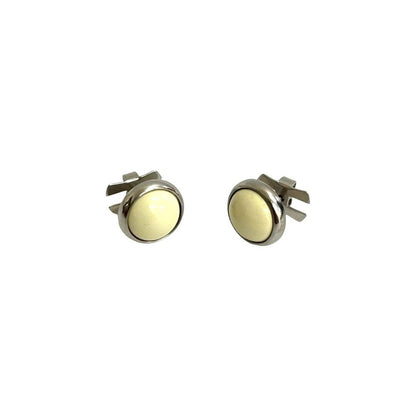 Hermes Eclipse Round Earrings Metal Small Items Silver Ivory — view 3