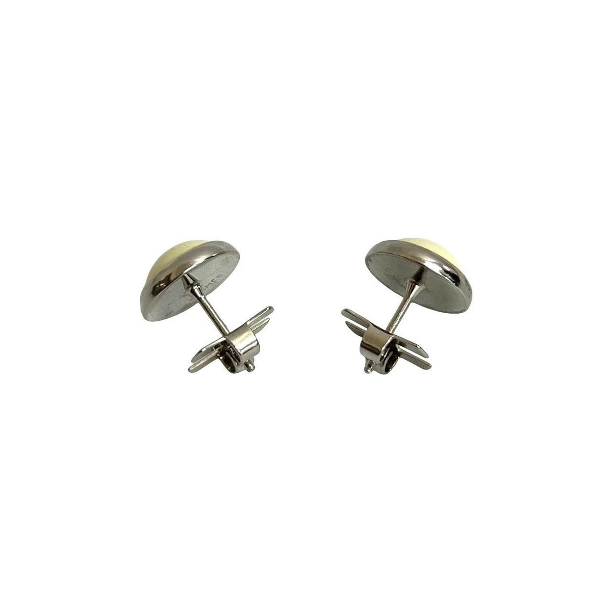 Hermes Eclipse Round Earrings Metal Small Items Silver Ivory — view 4